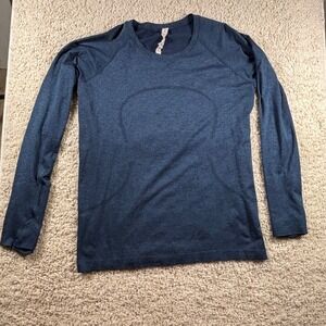 Lululemon Athletica Long Sleeve Top Blue Ombre Seamless Athletic Top Women Sz 14